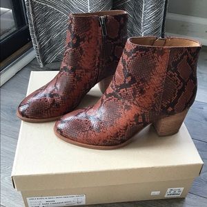 Snake Embossed Leather Bootie